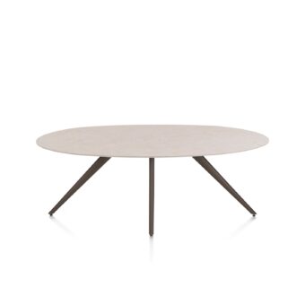 Xooon eetkamertafel SALUTI ellips 210x105 cm (4-poot steelbrown) light sand
