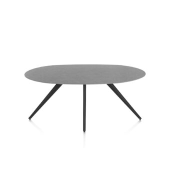 Xooon eetkamertafel SALUTI ellips 180x105 cm (4-poot rough off black) antraciet
