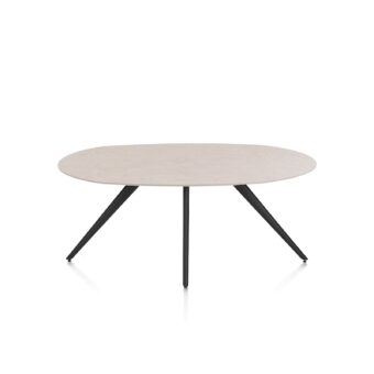 Xooon eetkamertafel SALUTI ellips 180x105 cm (4-poot rough off black) light sand
