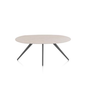 Xooon eetkamertafel SALUTI ellips 180x105 cm (4-poot grafiet) light sand