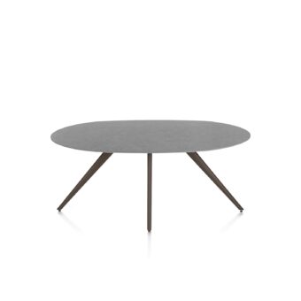 Xooon eetkamertafel SALUTI ellips 180x105 cm (4-poot steelbrown) antraciet